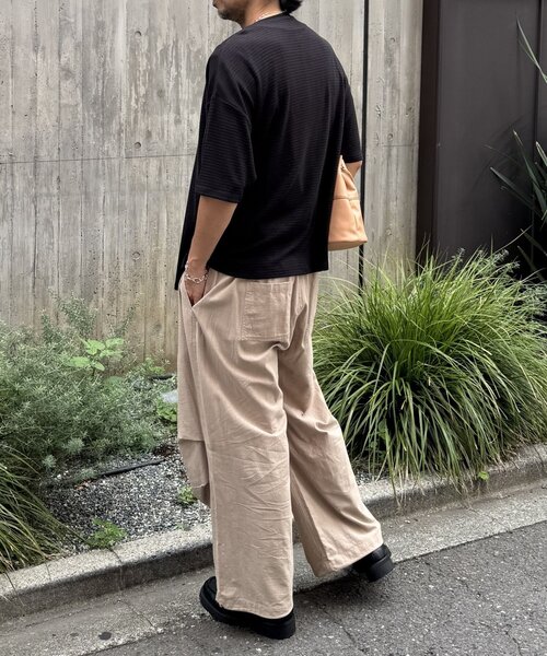 COLONY 2139(コロニートゥーワンスリーナイン)の「ジャガードボーダー半袖Tシャツ(Tシャツ/カットソー・メンズ・ブラック/ホワイト/カーキ・LARGE/MEDIUM)」の17枚目の写真