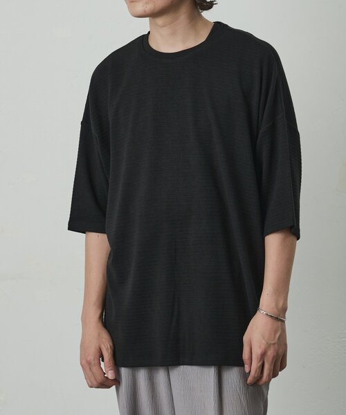 COLONY 2139(コロニートゥーワンスリーナイン)の「ジャガードボーダー半袖Tシャツ(Tシャツ/カットソー・メンズ・ブラック/ホワイト/カーキ・LARGE/MEDIUM)」の20枚目の写真