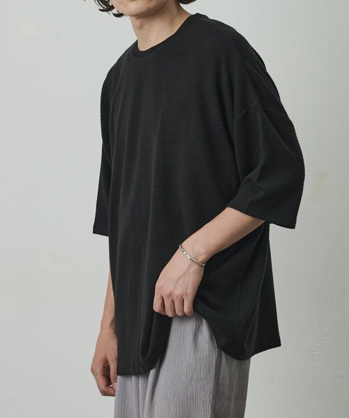 COLONY 2139(コロニートゥーワンスリーナイン)の「ジャガードボーダー半袖Tシャツ(Tシャツ/カットソー・メンズ・ブラック/ホワイト/カーキ・LARGE/MEDIUM)」の21枚目の写真