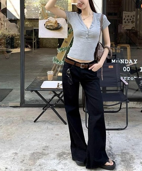 AVYL（アヴィル）の「スリムフィットヘンリーネック半袖カットソー（Tシャツ/カットソー・レディース・グレー・M）」の6枚目の写真