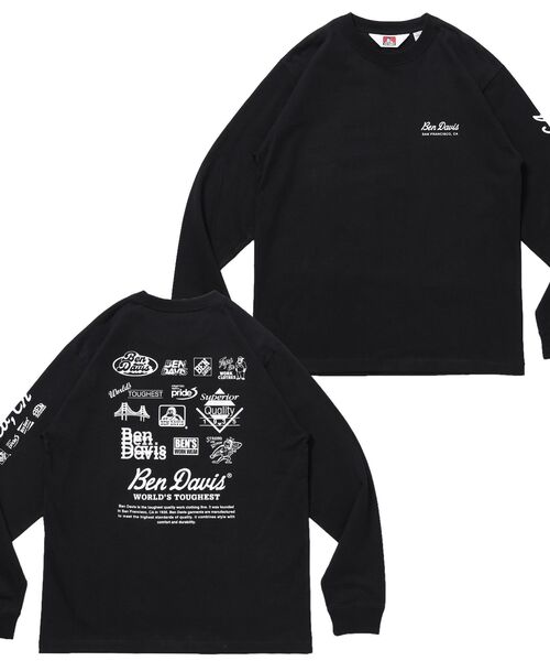 BEN DAVIS(ベンデイビス)の「【BEN DAVIS】GRAPHIC L/S TEE (REG) / ロンT ユニセックス レギュラーフィット 長袖 ラバープリント(Tシャツ/カットソー・メンズ・ネイビー/ホワイト/ブラック・MEDIUM/LARGE/X-LARGE)」の3枚目の写真