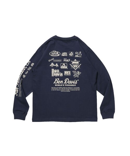BEN DAVIS(ベンデイビス)の「【BEN DAVIS】GRAPHIC L/S TEE (REG) / ロンT ユニセックス レギュラーフィット 長袖 ラバープリント(Tシャツ/カットソー・メンズ・ネイビー/ホワイト/ブラック・MEDIUM/LARGE/X-LARGE)」の8枚目の写真