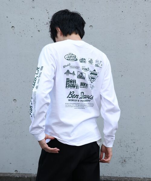 BEN DAVIS(ベンデイビス)の「【BEN DAVIS】GRAPHIC L/S TEE (REG) / ロンT ユニセックス レギュラーフィット 長袖 ラバープリント(Tシャツ/カットソー・メンズ・ネイビー/ホワイト/ブラック・MEDIUM/LARGE/X-LARGE)」の4枚目の写真