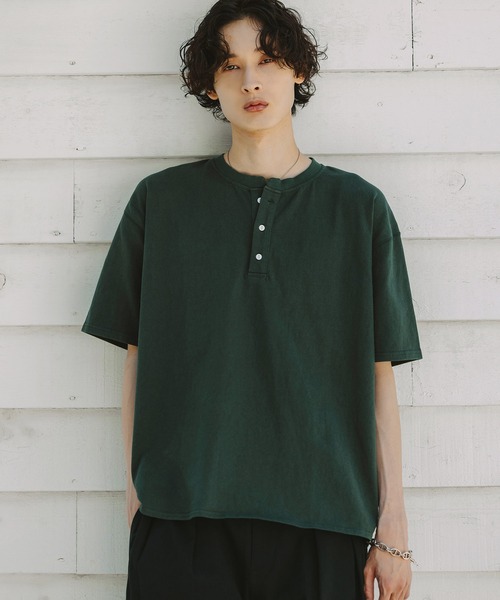 Bleme(ブレム)の「ヴィンテージデザイン ヘンリーネック Tシャツ(Tシャツ/カットソー・メンズ・グリーン/ブラック/ベージュ・M/L/XL/S)」の9枚目の写真