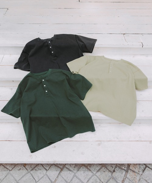 Bleme(ブレム)の「ヴィンテージデザイン ヘンリーネック Tシャツ(Tシャツ/カットソー・メンズ・グリーン/ブラック/ベージュ・M/L/XL/S)」の20枚目の写真