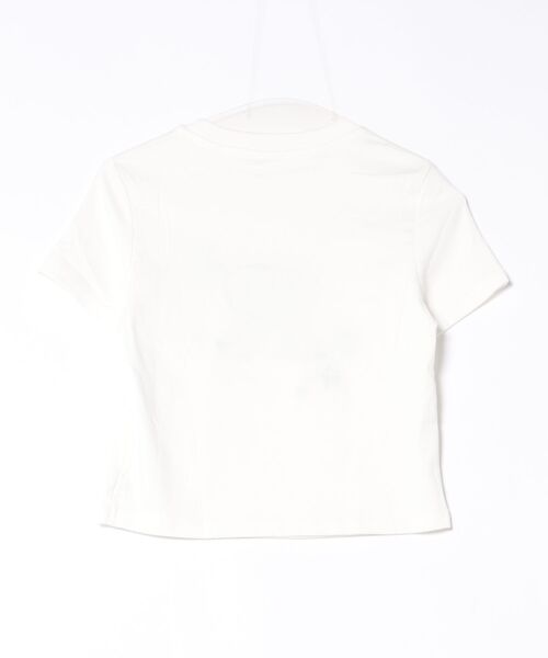 SPINNS(スピンズ)の「半袖Tシャツ/パッチワーク風ロゴ/Rロゴ/韓国ガーリー(Tシャツ/カットソー・レディース・ホワイト/チャコール・ONESIZE)」の5枚目の写真