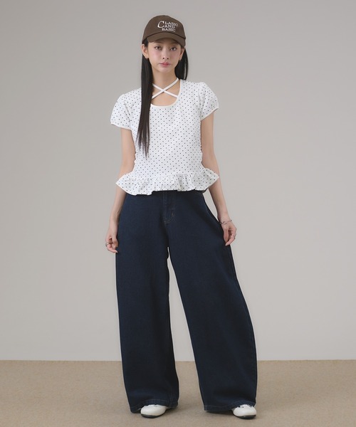 apres jour mignon(アプレジュールミニョン)の「スソフリルチョーカーTシャツ(Tシャツ/カットソー・レディース・ブラック系その他/ブラック/杢グレー/オフホワイト・フリー/LARGE)」の10枚目の写真