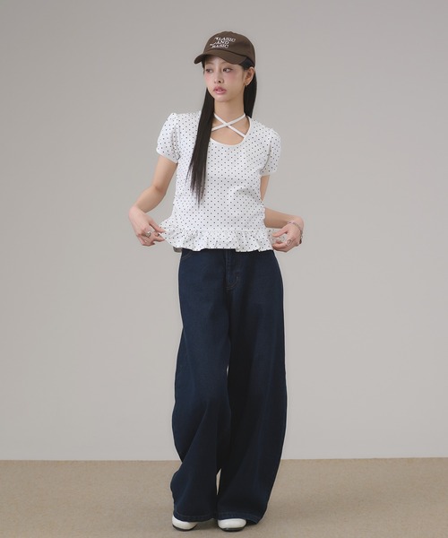 apres jour mignon(アプレジュールミニョン)の「スソフリルチョーカーTシャツ(Tシャツ/カットソー・レディース・ブラック系その他/ブラック/杢グレー/オフホワイト・フリー/LARGE)」の11枚目の写真