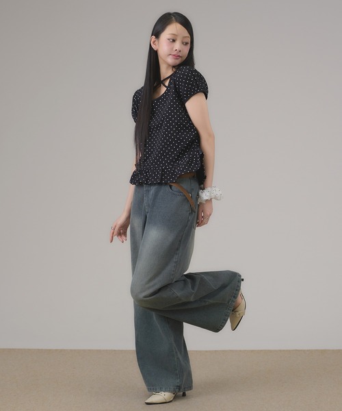 apres jour mignon(アプレジュールミニョン)の「スソフリルチョーカーTシャツ(Tシャツ/カットソー・レディース・ブラック系その他/ブラック/杢グレー/オフホワイト・フリー/LARGE)」の19枚目の写真