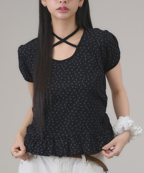 apres jour mignon(アプレジュールミニョン)の「スソフリルチョーカーTシャツ(Tシャツ/カットソー・レディース・ブラック系その他/ブラック/杢グレー/オフホワイト・フリー/LARGE)」の20枚目の写真