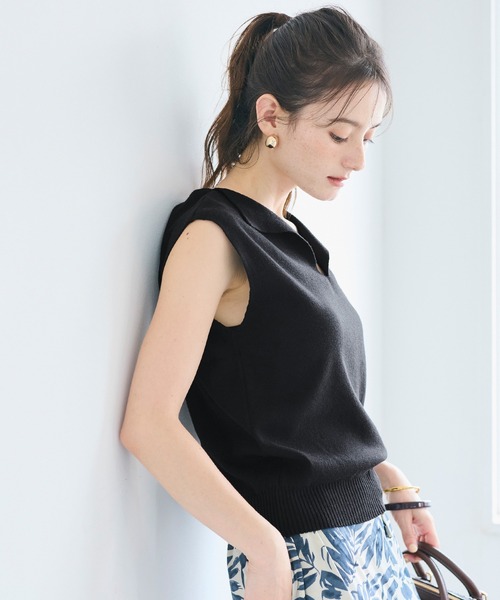 coca(coca)(コカ)の「【西山茉希様着用】ノースリーブスキッパーニットトップス(ニット/セーター・レディース・カーキ/ブラック・L/S/M)」の7枚目の写真