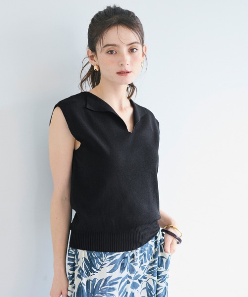 coca(coca)(コカ)の「【西山茉希様着用】ノースリーブスキッパーニットトップス(ニット/セーター・レディース・カーキ/ブラック・L/S/M)」の8枚目の写真