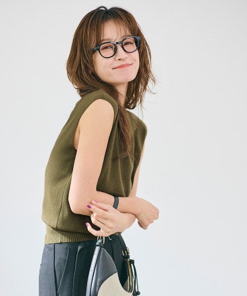 coca(coca)(コカ)の「【西山茉希様着用】ノースリーブスキッパーニットトップス(ニット/セーター・レディース・カーキ/ブラック・L/S/M)」の12枚目の写真