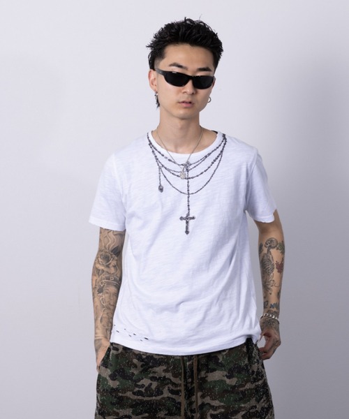CREO STORE(クレオストア)の「Ruin Texture Graphic Tee/ルインテクスチャーグラフィックTシャツ(Tシャツ/カットソー・メンズ・ホワイト/ブラック・1/2)」の2枚目の写真