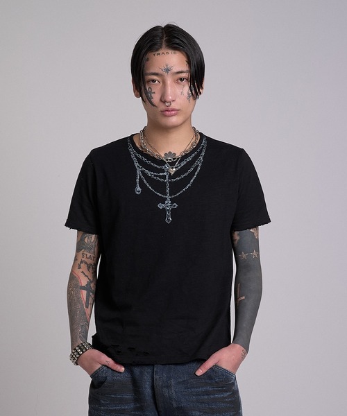 CREO STORE(クレオストア)の「Ruin Texture Graphic Tee/ルインテクスチャーグラフィックTシャツ(Tシャツ/カットソー・メンズ・ホワイト/ブラック・1/2)」の3枚目の写真