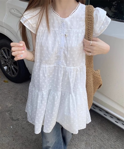 almo（アルモ）の「【TUNE】フラワー柄ハーフワンピース（ワンピース・レディース・ホワイト・FREE）」の6枚目の写真