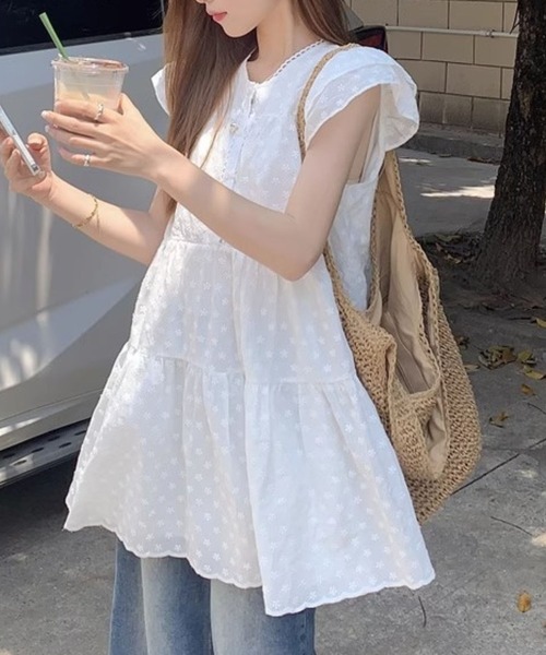 almo（アルモ）の「【TUNE】フラワー柄ハーフワンピース（ワンピース・レディース・ホワイト・FREE）」の8枚目の写真