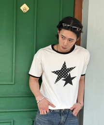 Two Star Ringer T-shirts WHITE