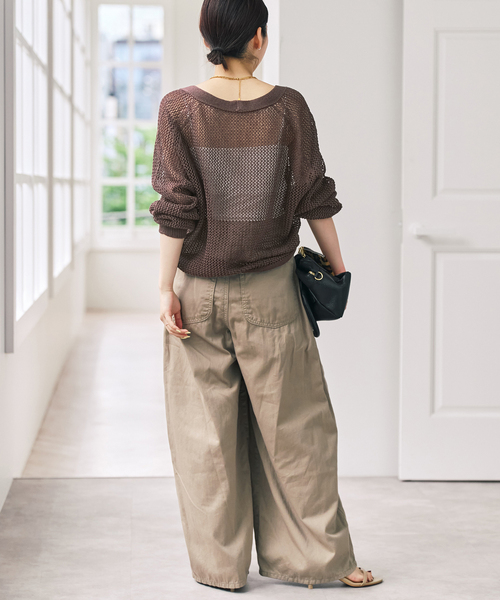 Spick & Span(スピックアンドスパン)の「メッシュVネックカーディガン(カーディガン/ボレロ・レディース・ホワイト/ネイビー/ブラウン・FREE)」の20枚目の写真