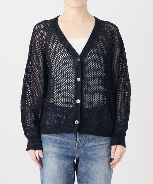 Spick & Span(スピックアンドスパン)の「メッシュVネックカーディガン(カーディガン/ボレロ・レディース・ホワイト/ネイビー/ブラウン・FREE)」の11枚目の写真