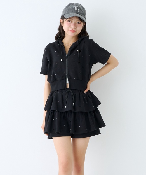 41ちゃん セール】キラキラ半袖ダブルジップティアードセットアップ（ワンピース