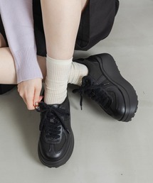 【美脚効果あり・クッション入り】2WAY厚底レースアップシューズ JB4060