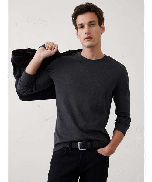 BANANA REPUBLIC FACTORY STORE(バナナリパブリック ファクトリーストア)の「BANANA REPUBLIC FACTORY STORE Luxe TouchロングスリーブTシャツ(Tシャツ/カットソー・メンズ・チャコールグレー/ブラック/ネイビー/ホワイト・S/L/M/XL)」の4枚目の写真