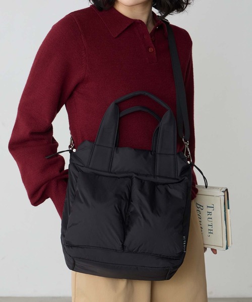 BONLECILL Marche(ボンルシールマルシェ)の「【BONLECILL Marche】2wayBIGポケットパフィーバッグ(ハンドバッグ・レディース・ブラック/ブラウン/アイボリー・FREE)」の10枚目の写真