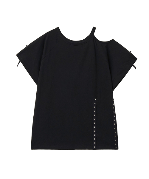 RENSE(レンセ)の「One Shoulder Line Snap Tee Black(Tシャツ/カットソー・レディース・その他・OS)」の3枚目の写真