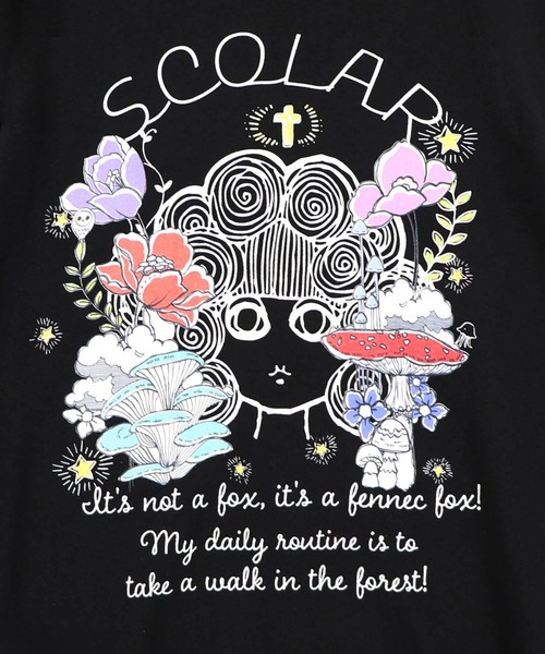 ScoLar（スカラー）の「ScoLar(スカラー) きのこスカラーちゃん柄チュニック（チュニック・レディース・ブラック/オフホワイト/グリーン/パープル・MEDIUM）」の8枚目の写真