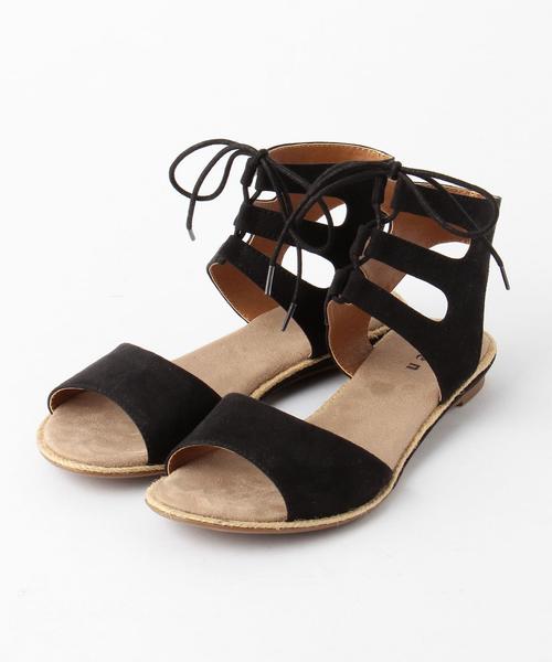 coen（コーエン）の「レースアップサンダル2（サンダル・レディース・ブラック/ダークブラウン/ベージュ・SMALL/LARGE/MEDIUM）」の4枚目の写真