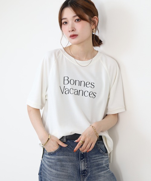 FUNALIVE(ファンアライブ)の「速乾TCメッシュイージーケア プリントプルオーバー(Tシャツ/カットソー・レディース・アイボリー/ダークブルー/ライトグリーン系・M/L)」の2枚目の写真