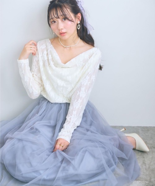 marun(マルン)の「<大きいサイズ>ボリュームシルエットチュールスカート marun(スカート・レディース・グレー/ピンク/オフホワイト・5L~6L/3L~4L/L~LL)」の1枚目の写真