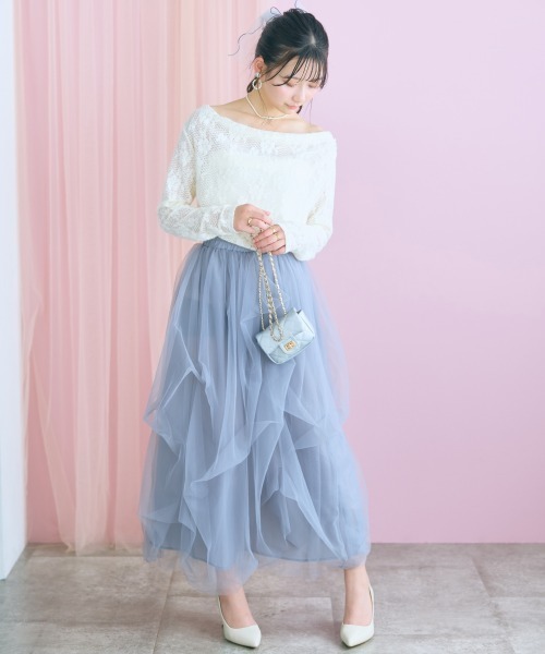 marun(マルン)の「<大きいサイズ>ボリュームシルエットチュールスカート marun(スカート・レディース・グレー/ピンク/オフホワイト・5L~6L/3L~4L/L~LL)」の18枚目の写真