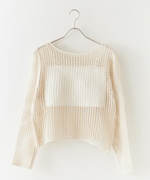 Boatneck Openwork knitting Knit / ボートネック透かし編みニット 夏物 夏服