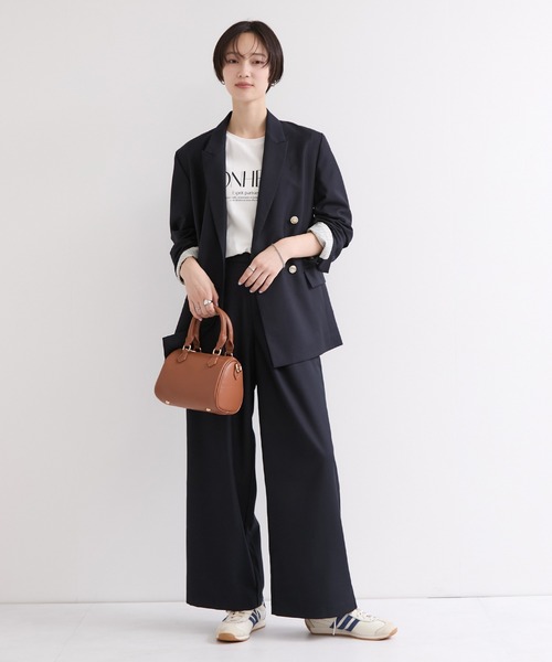 le cercle ADAM ET ROPE'(ルセルクルアダムエロペ)の「タックワイドパンツ/セットアップ対応(スラックス・レディース・ブラウン/ネイビー・FREE)」の7枚目の写真