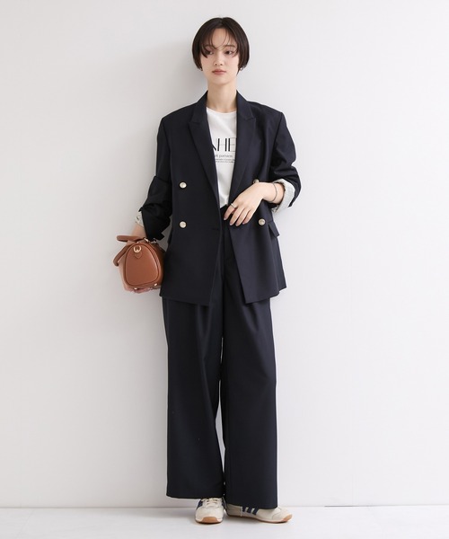 le cercle ADAM ET ROPE'(ルセルクルアダムエロペ)の「タックワイドパンツ/セットアップ対応(スラックス・レディース・ブラウン/ネイビー・FREE)」の8枚目の写真