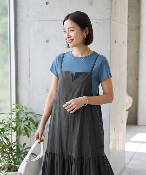 STYLE DELI(スタイルデリ)の「重ね着用カラーTシャツ(Tシャツ/カットソー・レディース・ブルー/グリーン系その他/ネイビー/パープル・M)」の4枚目の写真