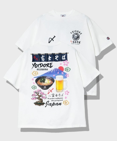 go slow caravan（ゴースローキャラバン）の「YOIDORE/酔いどれ　富士そばコラボ かけそば TEE（Tシャツ/カットソー・メンズ・ホワイト/ネイビー・MEDIUM/LARGE/X-LARGE）」の2枚目の写真