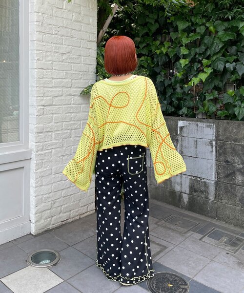 HELLO.SANFRANCISCO（ハローサンフランシスコ）の「【HELLO.SANFRANCISCO/ハローサンフランシスコ】うねうねメッシュリボンカーディガン（カーディガン/ボレロ・レディース・ブルー/オレンジ/イエロー・ONE SIZE）」の21枚目の写真