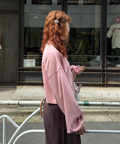 CIAOPANIC(チャオパニック)の「ハートボタン配色ステッチスウェットカーディガン(Tシャツ/カットソー・レディース・イエロー/グレー/ブラウン/ブラック/ネイビー/アイボリー/レッド/サックスブルー/ピンク・ONE SIZE)」の22枚目の写真