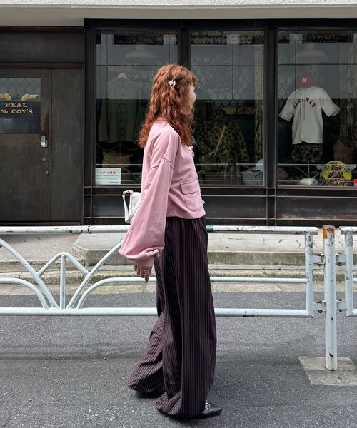 CIAOPANIC(チャオパニック)の「ハートボタン配色ステッチスウェットカーディガン(Tシャツ/カットソー・レディース・イエロー/グレー/ブラウン/ブラック/ネイビー/アイボリー/レッド/サックスブルー/ピンク・ONE SIZE)」の19枚目の写真