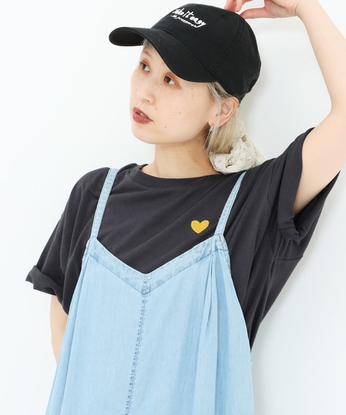 HEART MARKET(ハートマーケット)の「ハート刺繍ワイドなプリントT(Tシャツ/カットソー・レディース・ブラック/ナチュラル/ホワイト/チャコール・MEDIUM/LARGE)」の3枚目の写真