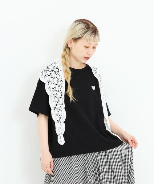 HEART MARKET(ハートマーケット)の「ハート刺繍ワイドなプリントT(Tシャツ/カットソー・レディース・ブラック/ナチュラル/ホワイト/チャコール・MEDIUM/LARGE)」の11枚目の写真