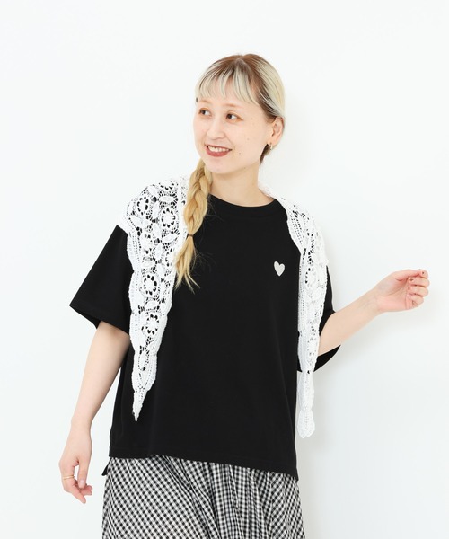 HEART MARKET(ハートマーケット)の「ハート刺繍ワイドなプリントT(Tシャツ/カットソー・レディース・ブラック/ナチュラル/ホワイト/チャコール・MEDIUM/LARGE)」の13枚目の写真