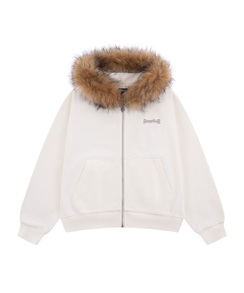SUPPLIER(サプライヤー)の「ジップフーディ|Faux Fur Cross Zip Hoodie|SUPPLIER(パーカー・メンズ・オフホワイト/ブラック・MEDIUM/LARGE/X-LARGE/SMALL)」の17枚目の写真
