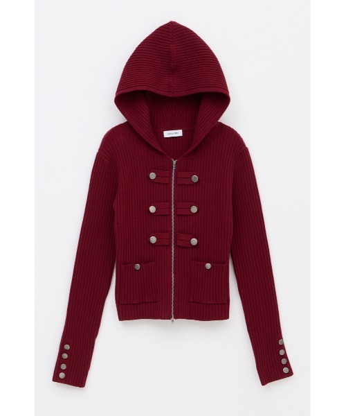 LAGUA GEM(ラグアジェム)の「NAPOLEON HOODIE RIB ニット(ニット/セーター・レディース・グレー/ブラック/バーガンディー・FREE)」の3枚目の写真