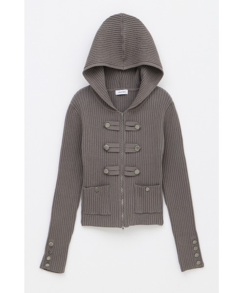 LAGUA GEM(ラグアジェム)の「NAPOLEON HOODIE RIB ニット(ニット/セーター・レディース・グレー/ブラック/バーガンディー・FREE)」の2枚目の写真