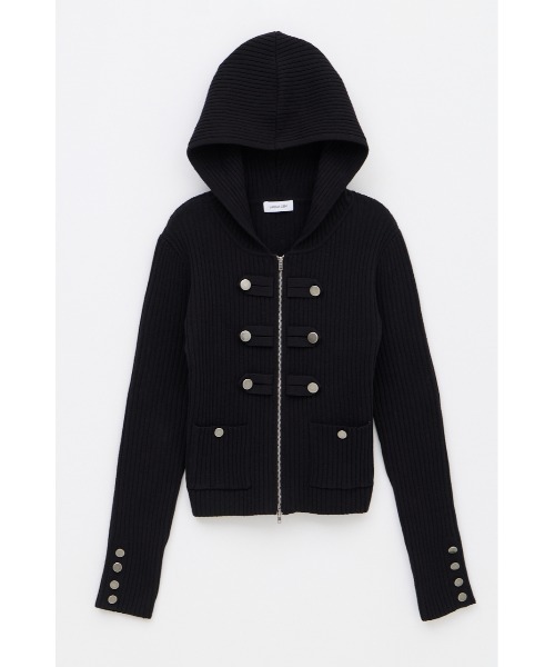 LAGUA GEM(ラグアジェム)の「NAPOLEON HOODIE RIB ニット(ニット/セーター・レディース・グレー/ブラック/バーガンディー・FREE)」の1枚目の写真