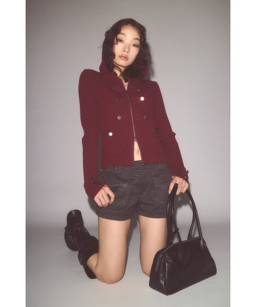 LAGUA GEM(ラグアジェム)の「NAPOLEON HOODIE RIB ニット(ニット/セーター・レディース・グレー/ブラック/バーガンディー・FREE)」の7枚目の写真